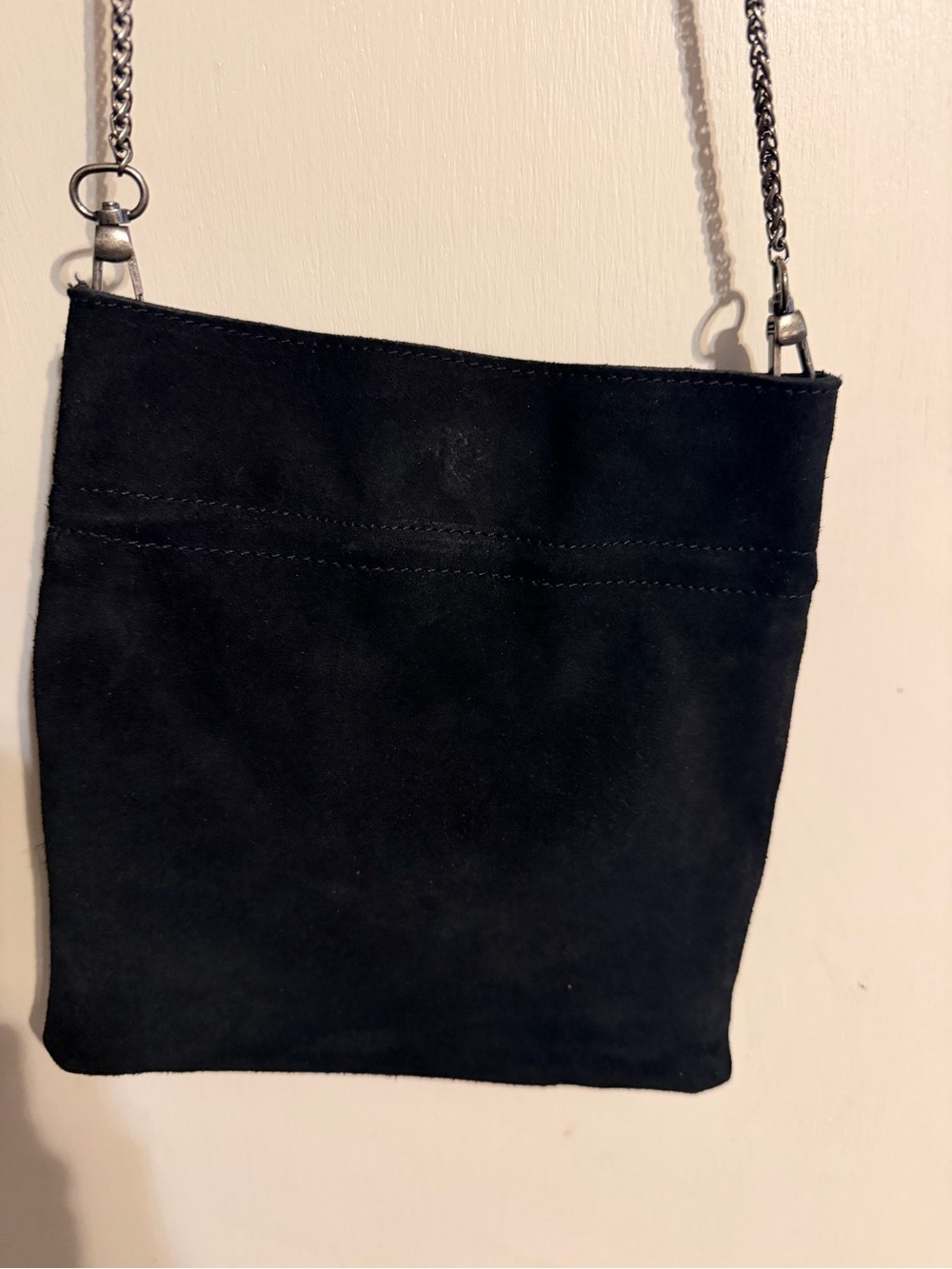 Free People Black Suede Chain Strap Crossbody Bag Boho Minimalist - Picture 4 of 10
